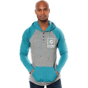 Ultra Game Mens NFL Official Fleece Hoodie Pullover Sweatshirt Henley(Miami Dolphins)