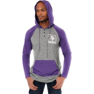 Ultra Game Mens NFL Official Fleece Hoodie Pullover Sweatshirt Henley(Minnesota Vikings)