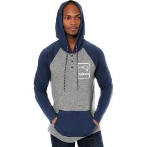 Ultra Game Mens NFL Official Fleece Hoodie Pullover Sweatshirt Henley(New England Patriots)