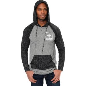 Ultra Game Mens NFL Official Fleece Hoodie Pullover Sweatshirt Henley(New Orleans Saints)