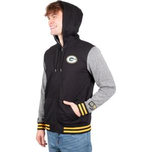 Ultra Game Men’s NFL Official Ultimate Full Zip Varsity Hoodie Sweatshirt Jacket(Green Bay Packers)