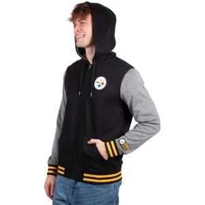 Ultra Game Men’s NFL Official Ultimate Full Zip Varsity Hoodie Sweatshirt Jacket(Pittsburgh Steelers)
