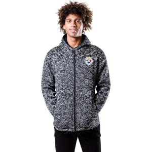 Ultra Game Men’s NFL Official Ultimate Full Zip Varsity Hoodie Sweatshirt Jacket(Snow)