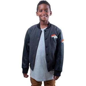 Ultra Game NFL Boys Classic Baseball Varsity Jacket(Charcoal)