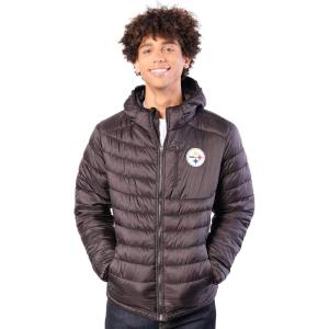 Ultra Game NFL Mens Full Zip Hooded Puffer Jacket(Pittsburgh Steelers)
