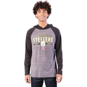 Ultra Game NFL Mens Lightweight Athletic Performance Hoodie Sweatshirt(Pittsburgh Steelers)