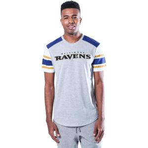 Ultra Game NFL Mens Short Sleeve Raglan T-Shirt(Grey/White)