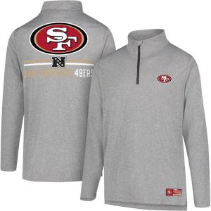 Ultra Game NFL Official Adults Super Soft Quarter Zip Long Sleeve T-Shirt(Heather Gray)