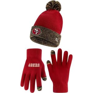 Ultra Game NFL Unisex Kids Super Soft Two Tone Winter Beanie Knit Hat with Extra Warm Touch Screen Gloves(Team Color)