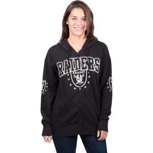 Ultra Game NFL Womens Full Zip Fleece Hoodie Sweatshirt Jacket(Black)