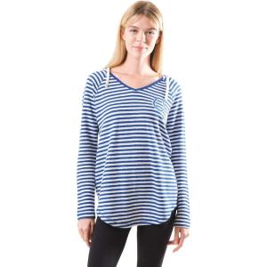 Ultra Game NFL Womens Scoop V-Neck Lightweight Striped Hoodie Sweatshirt(Indianapolis Colts)