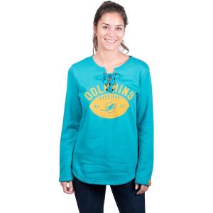 Ultra Game NFL womens Nfl Fleece Lace Long Sleeve Sweatshirt for Women(Aqua)