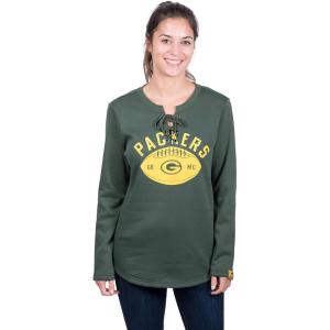 Ultra Game NFL womens Nfl Fleece Lace Long Sleeve Sweatshirt for Women(Green)