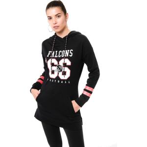 Ultra Game NFL womens Tunic Hoodie Pullover Sweatshirt Terry(Black)