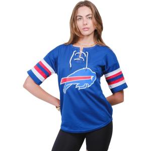 Ultra Game Women’s NFL Official Lace Up Tee Shirt Penalty Box(Team Color Updated)