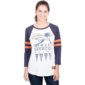 Ultra Game Women’s NFL Official Super Soft Raglan Vintage Baseball T-Shirt(White)