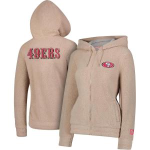 Ultra Game Women’s NFL Official Super Soft Sherpa Full Zip Hoodie Sweatshirt Jacket(Sand)
