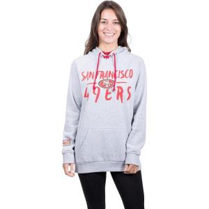 Ultra Game Women’s NFL Official Super Soft Tie Neck Hoodie Sweatshirt(Heather Gray)