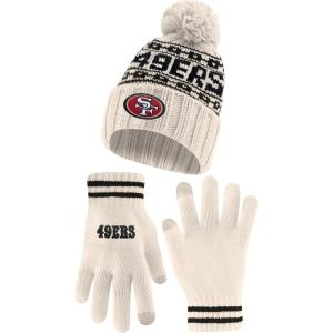 Ultra Game Youth NFL Official Super Soft Cable Knit Winter Beanie Knit Hat with Extra Warm Touch Screen Gloves(Natural)