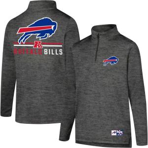 Ultra Game Youth NFL Official Super Soft Quarter Zip Long Sleeve T-Shirt(Heather Gray)