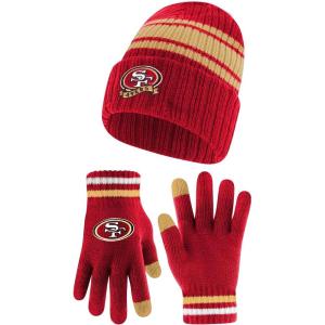 Ultra Game Youth NFL Official Super Soft Team Stripe Winter Beanie Knit Hat with Warm Touch Screen Gloves(Team Color)