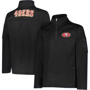 Ultra Game mens Nfl Official Quarter-zip Fleece Pullover Sweatshirt With Zipper Pockets(Black)