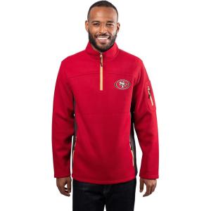 Ultra Game mens Nfl Official Quarter-zip Fleece Pullover Sweatshirt With Zipper Pockets(Team Color)