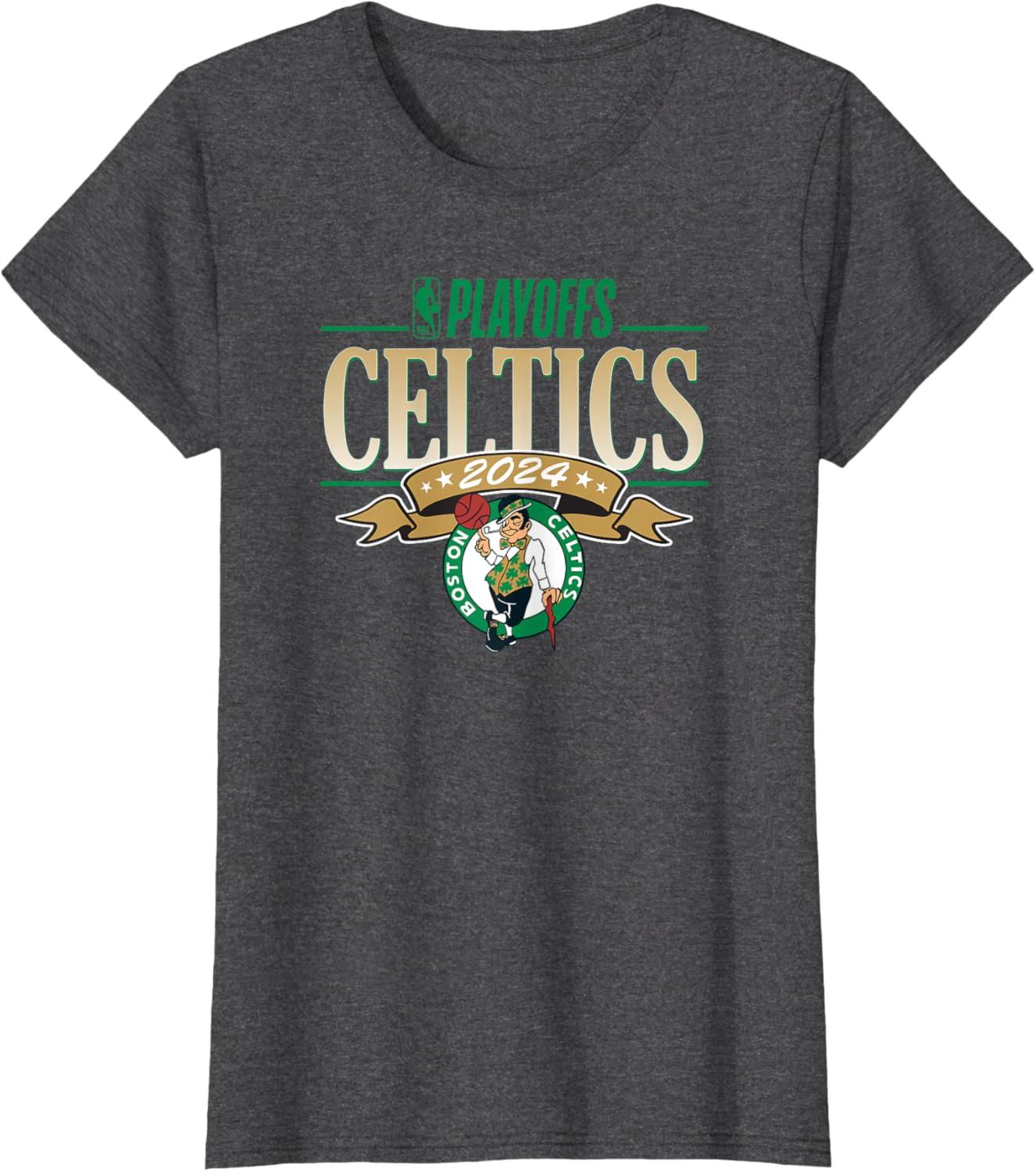 imageNBA Licensed Boston Celtics 2024 Playoffs TShirtDark Heather Grey