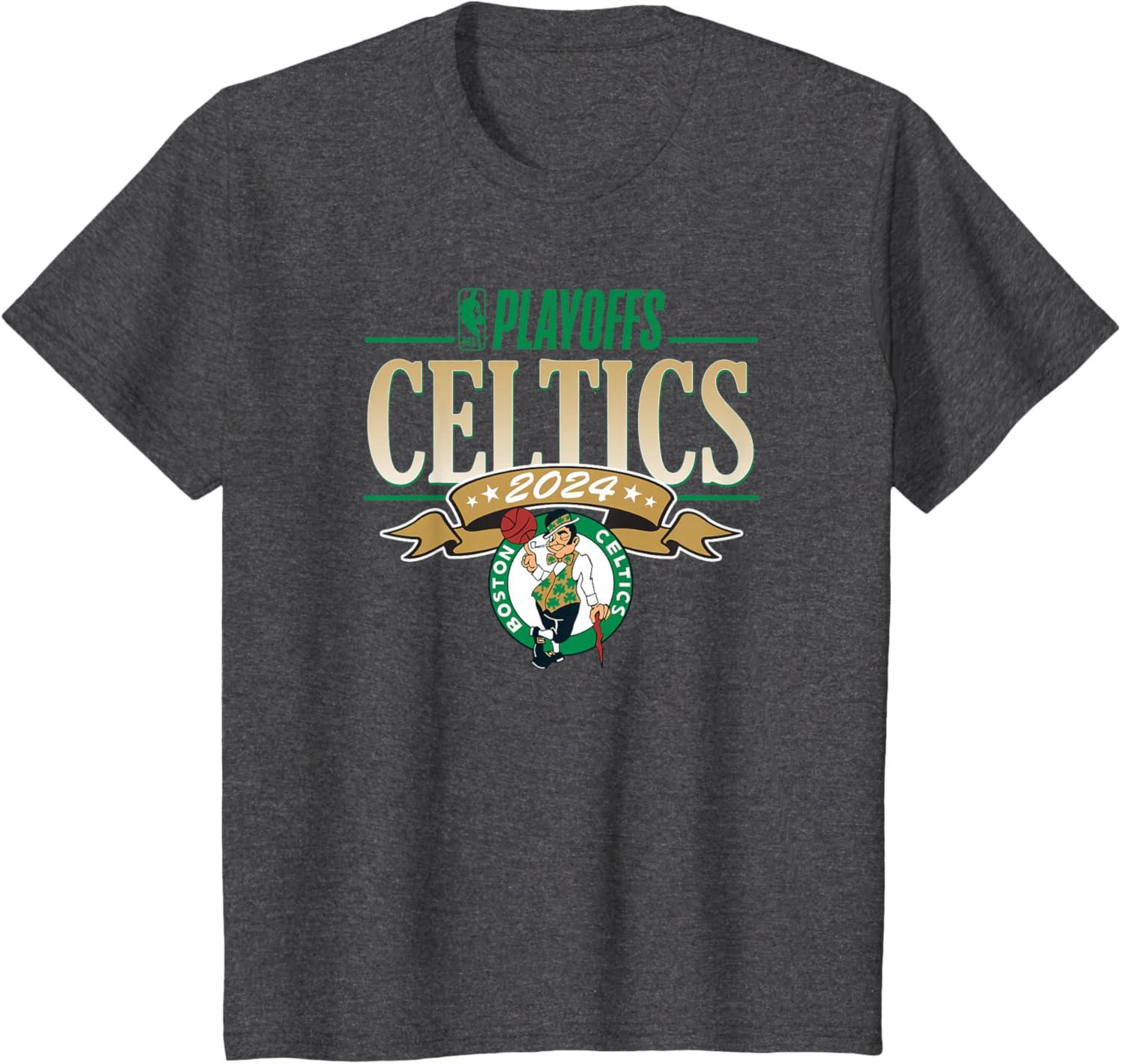 imageNBA Licensed Boston Celtics 2024 Playoffs TShirtDark Heather Grey