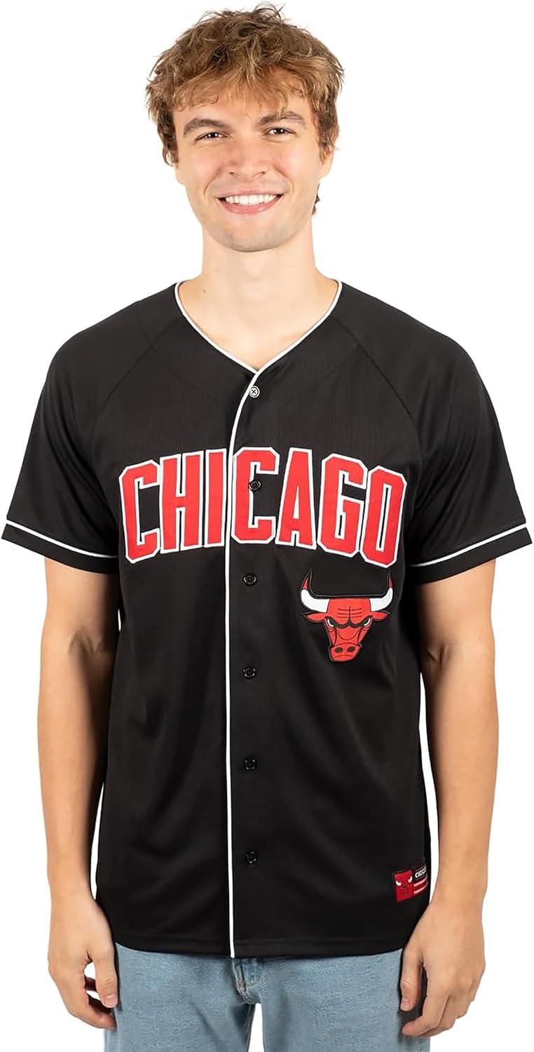 imageUltra Game Mens NBA Official Super Soft Button Down Jersey Baseball ShirtBlack 23