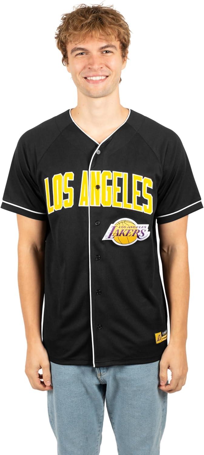 imageUltra Game Mens NBA Official Super Soft Button Down Jersey Baseball ShirtBlack 23