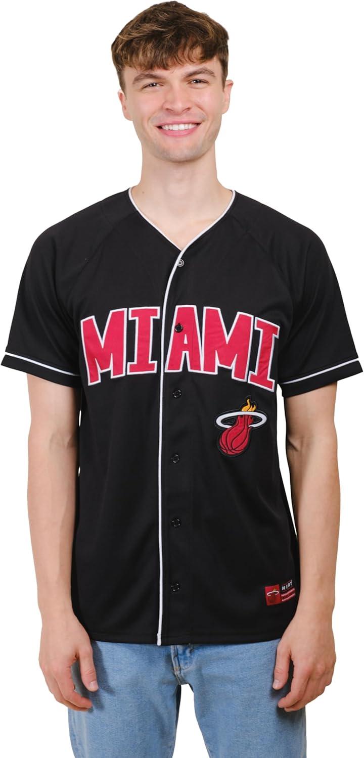 imageUltra Game Mens NBA Official Super Soft Button Down Jersey Baseball ShirtBlack 23