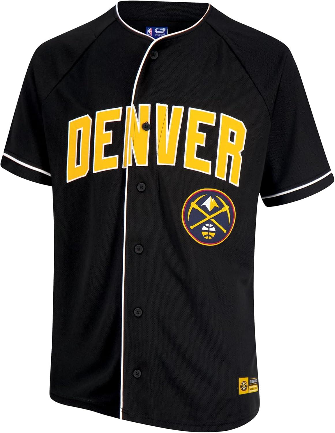 imageUltra Game Mens NBA Official Super Soft Button Down Jersey Baseball ShirtBlack 23