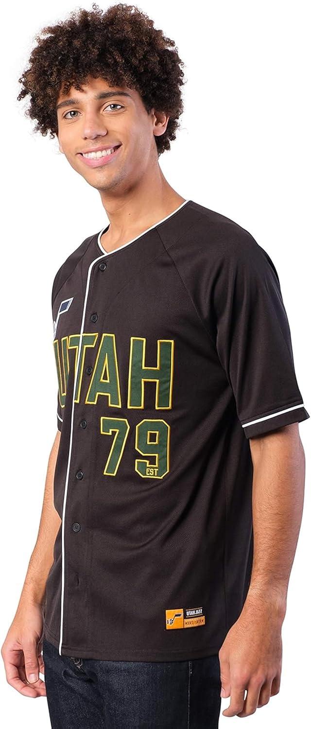 imageUltra Game Mens NBA Official Super Soft Button Down Jersey Baseball ShirtBlack 23