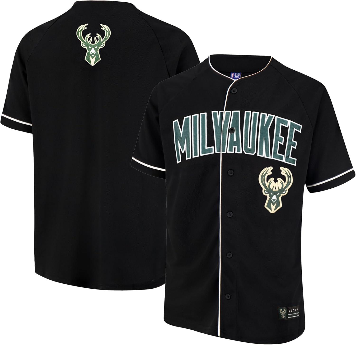 imageUltra Game Mens NBA Official Super Soft Button Down Jersey Baseball ShirtBlack 23