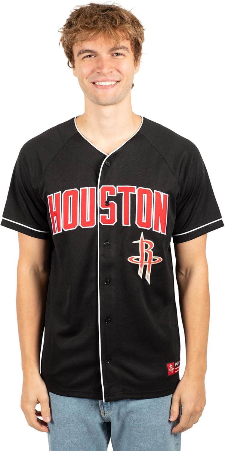 imageUltra Game Mens NBA Official Super Soft Button Down Jersey Baseball ShirtBlack 23