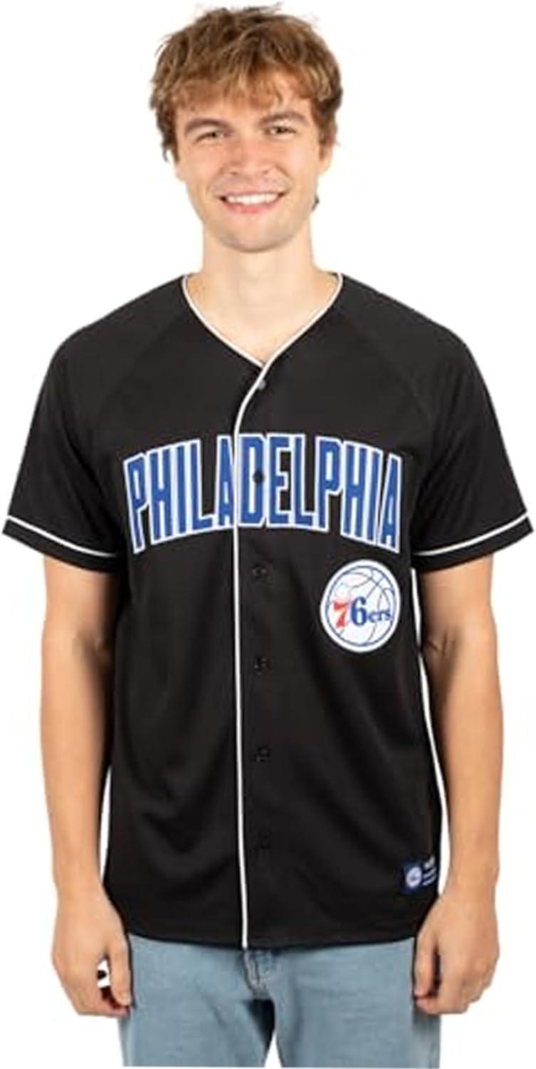 imageUltra Game Mens NBA Official Super Soft Button Down Jersey Baseball ShirtBlack 23