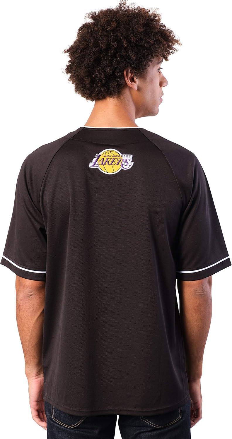 imageUltra Game Mens NBA Official Super Soft Button Down Jersey Baseball ShirtBlack