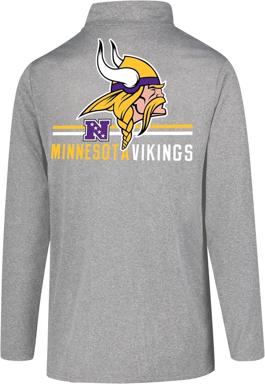 imageUltra Game NFL Mens Super Soft Quarter Zip Long Sleeve TShirt Minnesota Vikings Heather Gray XLarge