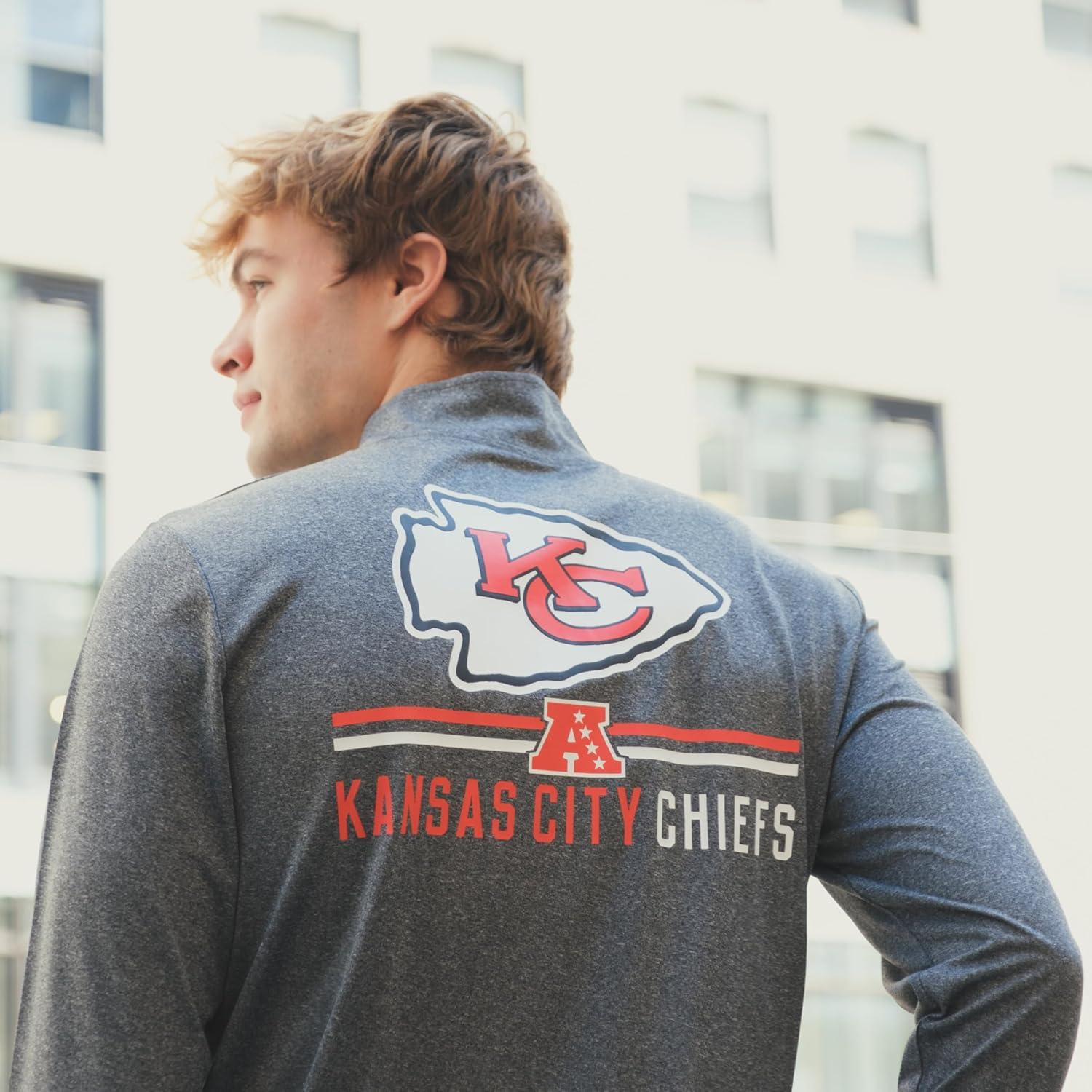 imageUltra Game NFL Mens Super Soft Quarter Zip Long Sleeve TShirt Philadelphia Eagles Heather Gray XLarge