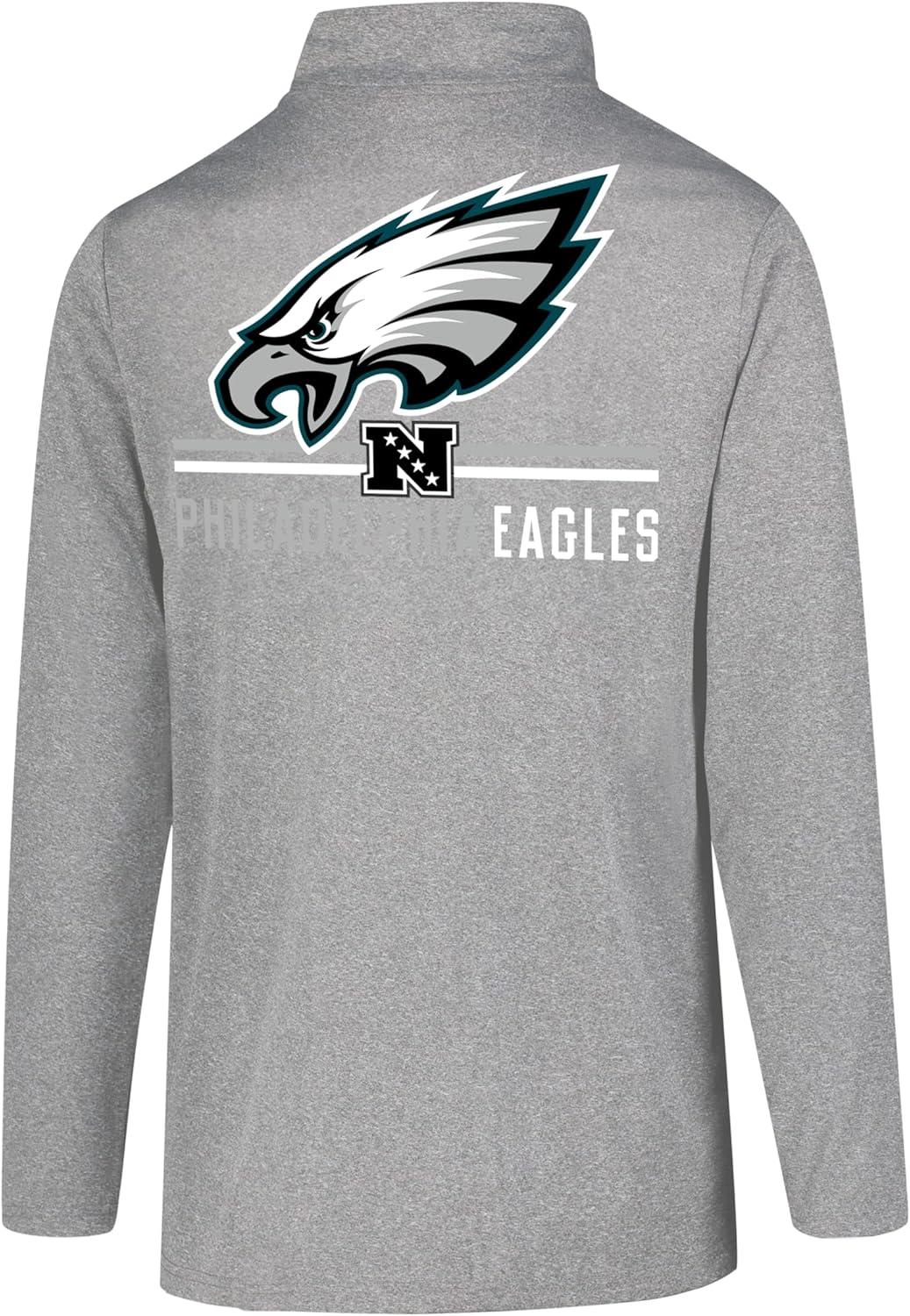 imageUltra Game NFL Mens Super Soft Quarter Zip Long Sleeve TShirt Philadelphia Eagles Heather Gray XLarge