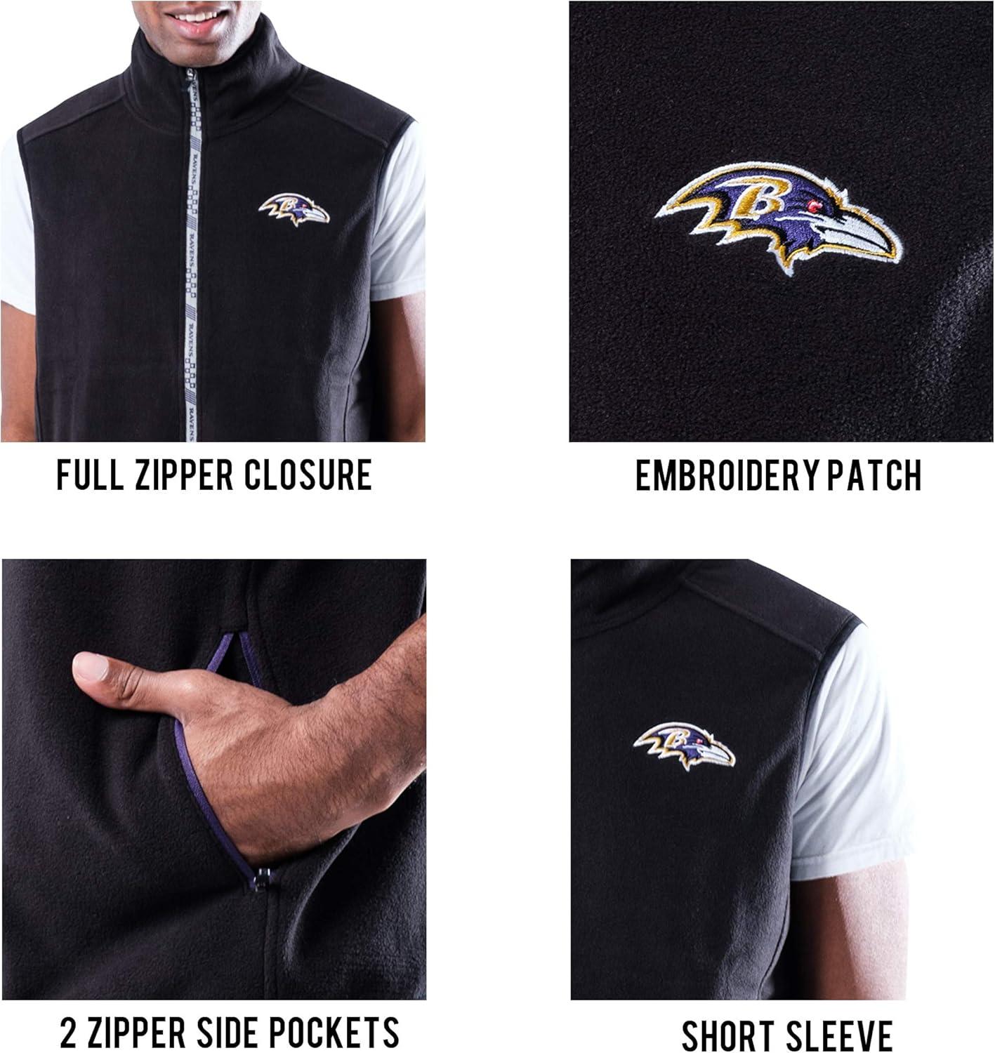 imageUltra Game NFL New England Patriots Mens Polar Fleece Vest with Reflective Zipper Tape Team Color XLarge
