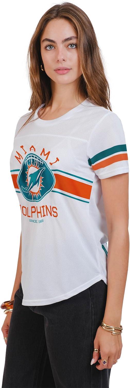 imageUltra Game NFL Official Womens Super Soft Mesh Jersey TShirt Miami Dolphins White Medium
