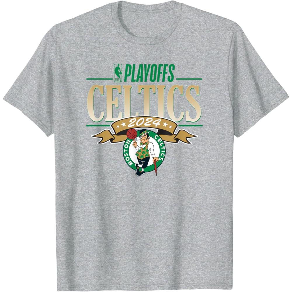 imageNBA Licensed Boston Celtics 2024 Playoffs TShirtHeather Grey