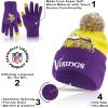 Ultra Game NFL Official Adults Unisex Super Soft Winter Beanie Knit Hat with Extra Warm Touch Screen Gloves, Minnesota Vikings, Team Color 2, 1SIZE