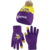 Ultra Game NFL Official Adults Unisex Super Soft Winter Beanie Knit Hat with Extra Warm Touch Screen Gloves, Minnesota Vikings, Team Color 2, 1SIZE