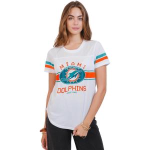 Ultra Game NFL Official Women’s Super Soft Mesh Jersey T-Shirt, Miami Dolphins, White, Medium