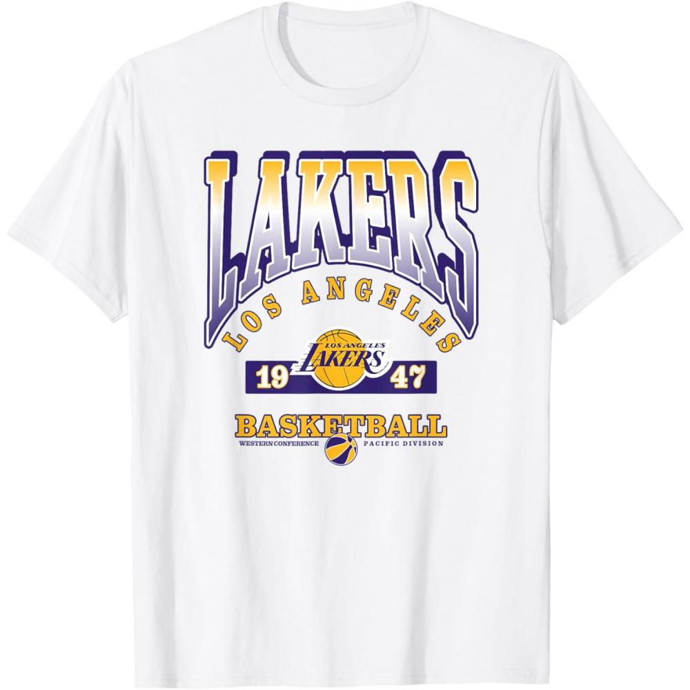 imageLOS ANGELES LAKERS Homecourt Advantage TShirt  Black UnisexAdultsKids Short Sleeve Crew Neck Polyester NBA Team Logo SmallWhite