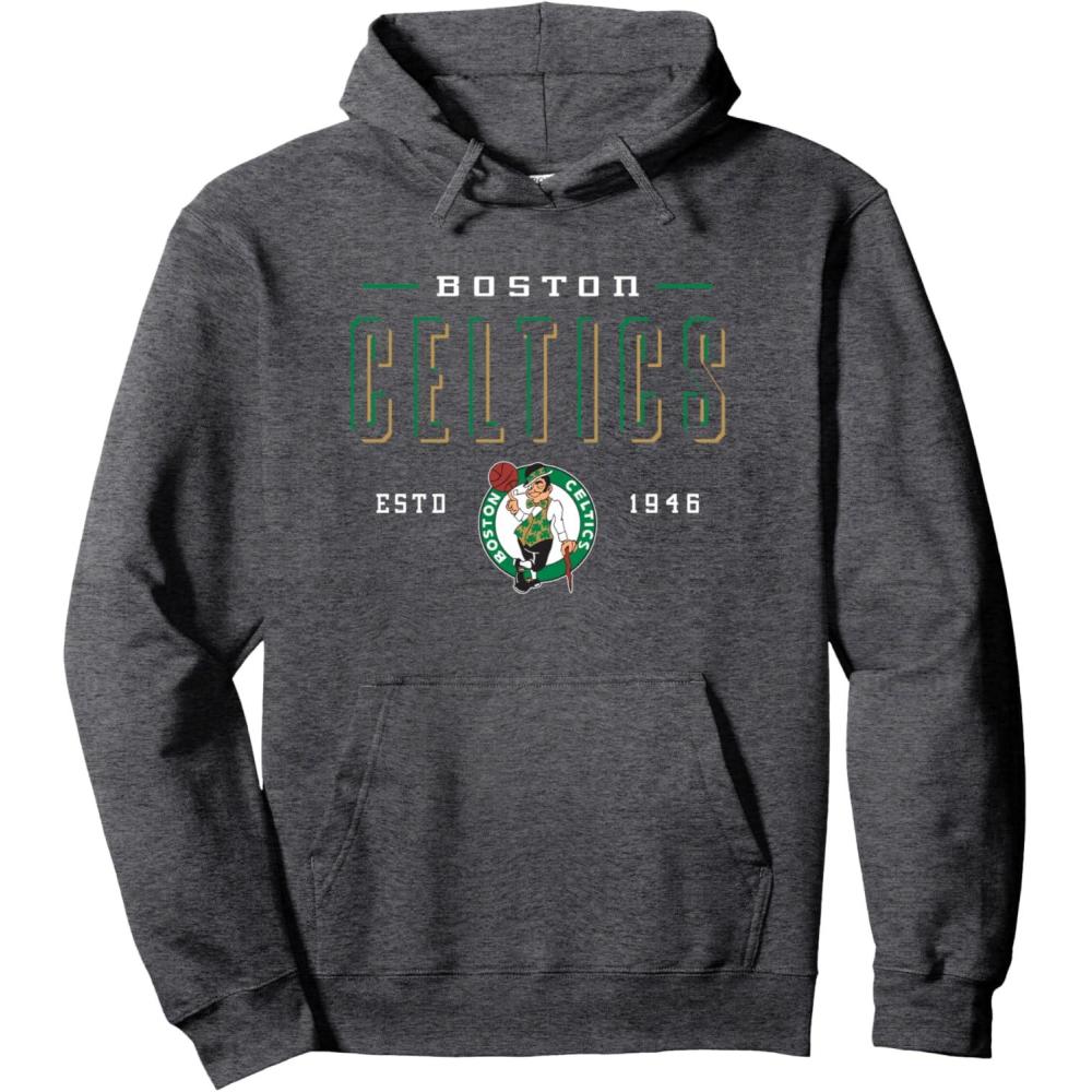 imageNBA Official Boston Celtics Half Moon Pullover HoodieDark Heather Grey