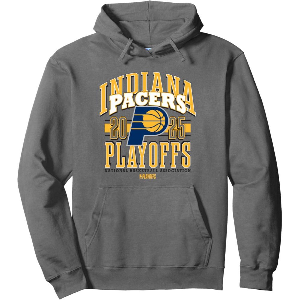 imageNBA Official Indiana Pacers Playoffs 2025 Showtime Pullover HoodieAsphalt Grey